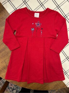 Vintage Healthtex Girls 4T Dress Red with Floral Embroidery